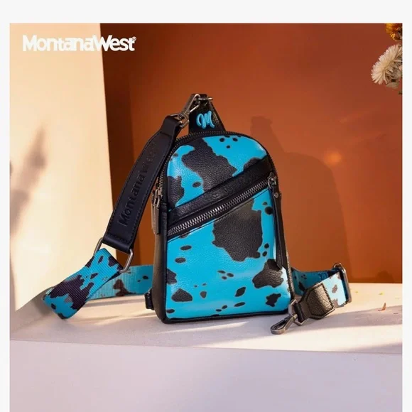 Montana West Blue and Black Crossbody Bag with Adjustable Strap - Picture 5 of 5